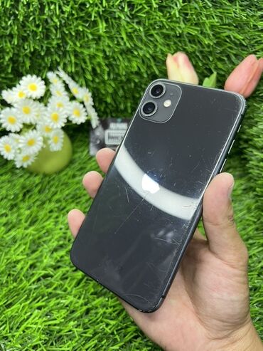 Apple iPhone: IPhone 11, Б/у, 64 ГБ, Черный, Чехол, Защитное стекло