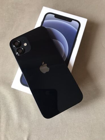 Apple iPhone: IPhone 12, Новый, 128 ГБ, Черный, Защитное стекло, Чехол, Коробка, 89 %