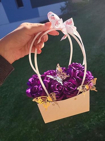 Искусственные цветы: Qırmızı və çəhrayı qızılgül buketləri – dekorativ kompozisiyalar - — 7