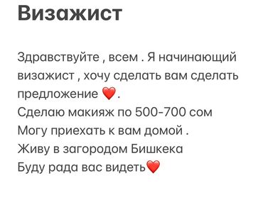 чистка дом: Визажист - Профессиональный макияж: стоимость 500–700 сом - Возможен