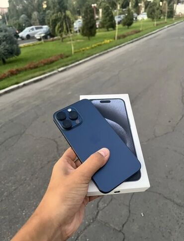 озу 16: IPhone 15 Pro Max, Новый, 256 ГБ, Blue Titanium, Защитное стекло, Коробка, 90 %