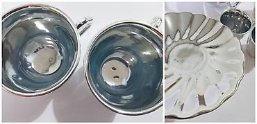 crne komode: Porcelanski set za kafu/čaj sa srebrnim prelivom – komplet za 6 osoba — 4