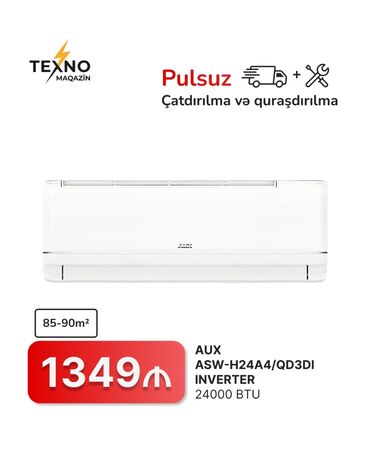 kandisaner ev: Kondisioner AUX, 85-90 kv. m, Split sistem, Kredit yoxdur, Pulsuz quraşdırılma