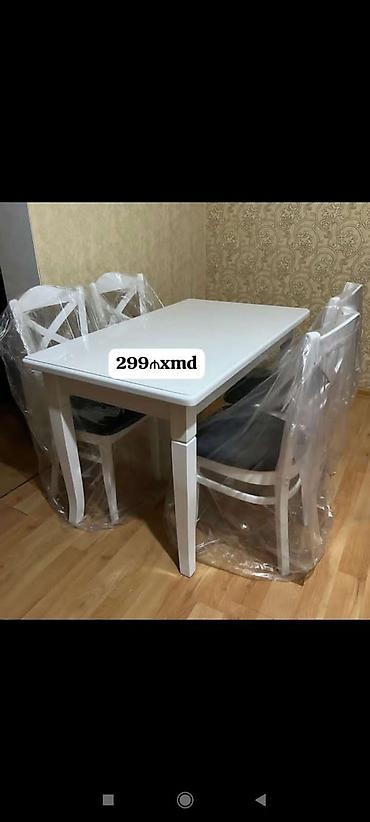 Masa və oturacaq dəstləri: Mətbəx masa dəsti - Dəst: 1 ədəd masa + 4 ədəd stul - Masa ölçüsü — 1
