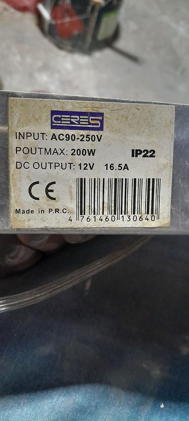 220 v 12 v dönüştürücü: Ceres markalı 12V DC güc mənbəyi - Giriş: AC 90–250V - Güc: 200W - — 2