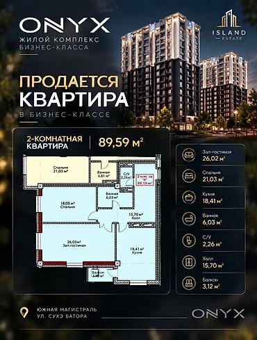 Продажа квартир: 2 комнаты, 89 м², Элитка, 10 этаж, ПСО (под самоотделку) — 2