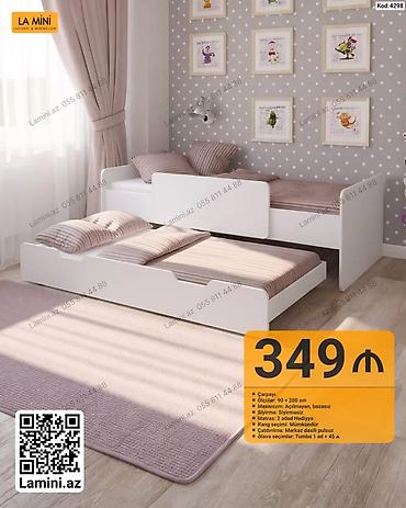 Uşaq/yeniyetmə otağı üçün iki mərtəbəli (çekmeli) çarpayı dəsti -