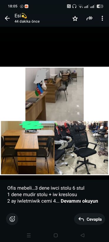 Ofis mebeli…3 dene iwci stolu 6 stul 1 dene mudir stolu + iw kreslosu