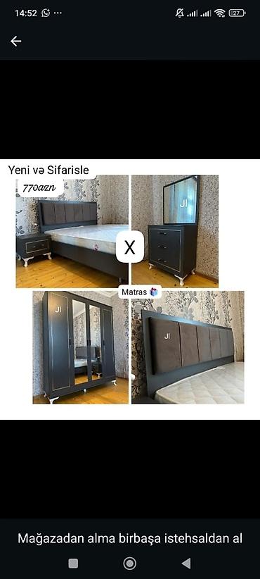 Спальные гарнитуры: Yataq otağı mebel dəsti – “Yeni və Sifarişlə” Qiymət: 770 AZN (şəkildə — 1