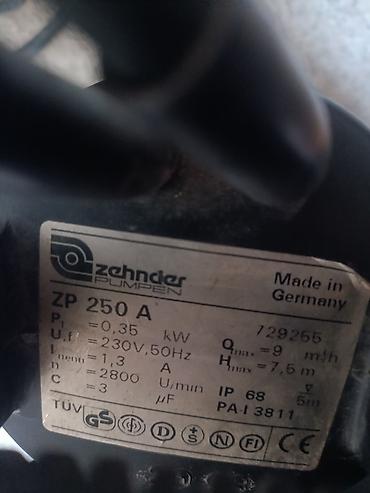 погружной насос бу: Глубинный насос zender pumpen zp250a 0.35kw.230v.1.3A. 9 m/h. 5 m — 4