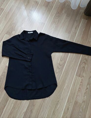 джинсовая женская рубашка: M (EU 38), L (EU 40), цвет - Черный