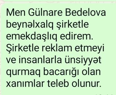 Satış: Dərzi tələb olunur, Təcrübəsiz, Dəyişən növbəli