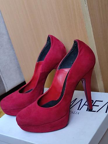 lakovane gleznjace: Crvene ženske salonke na visoku štiklu, 13cm - Materijal: antilop — 3
