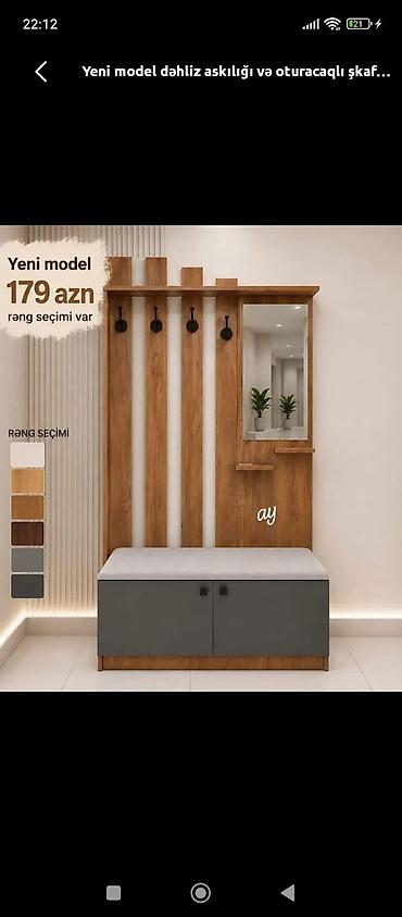 i̇ki oturacaqlı: Yeni, 2 qapılı, Güzgülü, Açılan, Düz dolab — 1