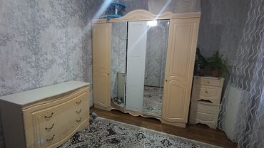 спальные гарнитур буы: Уктоочу бөлмө гарнитуру, Шкаф, МДФ, түсү - Саргыч боз