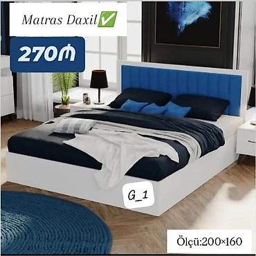 Yataq dəsti – Matras daxil - Ölçü: 200 × 160 sm - Dizayn: ağ korpus