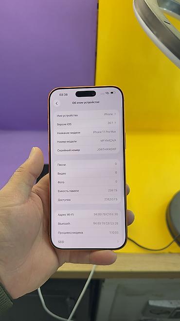 Apple iPhone: IPhone 17 Pro Max, Б/у, 256 ГБ, Коробка, 100 % — 17