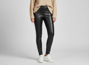 rajstopy bezszwowe calzedonia: Leggings Eco-leather for women, size M