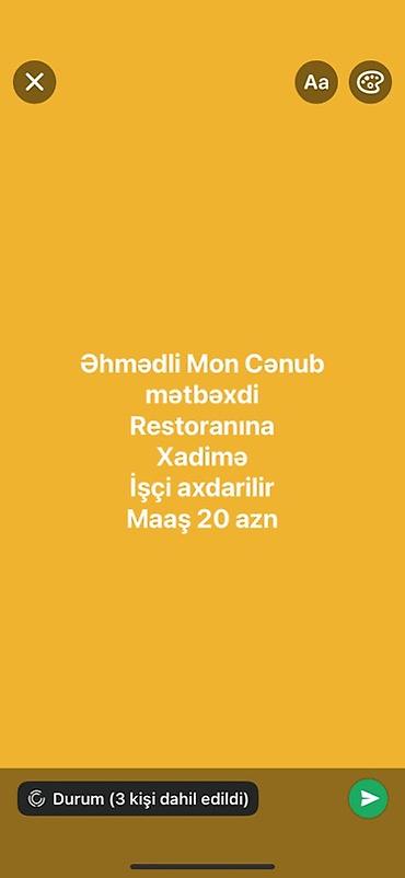operator isi axtariram: Xadimə tələb olunur — 1