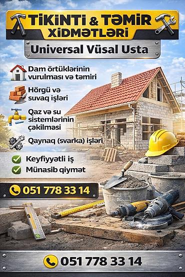 çat patpres təmiri: Tikinti və Təmir Xidmətləri — Universal Vüsal Usta Təklif olunan — 1