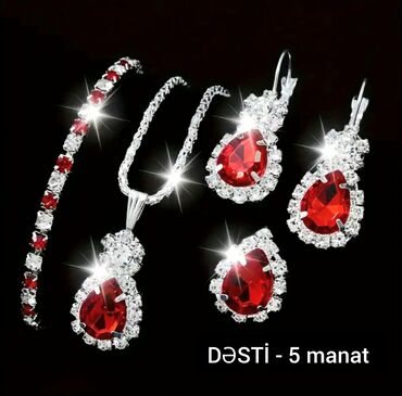 Bijuteriya dəstləri: ZƏRGƏRLİK DƏSTİ – parlaq damla formalı daşlarla — 5