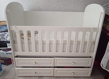 tul beşik: Ağ rəngli uşaq beşiyi – çekmecəli model - Material: MDF/Laminat tipli — 2