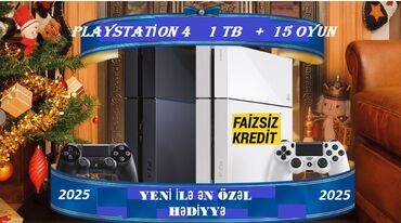 PS4 (Sony Playstation 4): Playstation 4 1tb yaddaş 15 ən maraqli oyun 2 ədəd yeni pult NAGD