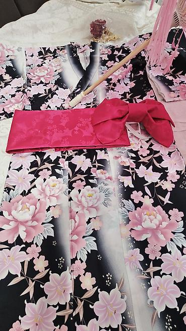 Домашняя одежда: Женский комплект в японском стиле: кимоно с цветочным принтом и — 5