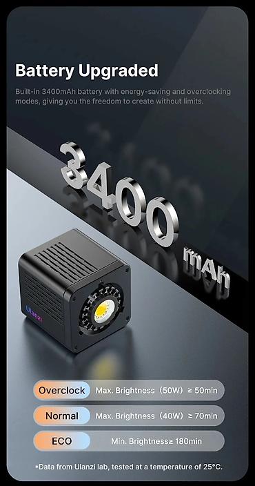 Фото и видеокамеры: Ulanzi 40W RGB portativ studiya işığı - Güc: 40W (Overclock rejimi — 3