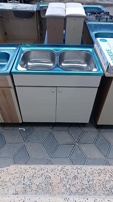 kuxna skaflari: Mətbəx üçün ikiqablı moyka şkafı - Üst hissə: paslanmayan poladdan — 1