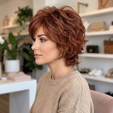 masimo dutu: Kratka valovita perika – bakarno crvena bob/piksi dužine - Stil — 3