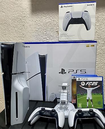 Sony ps 5 slim + 2 игр на дисках + два джойстика. Не шумит, не