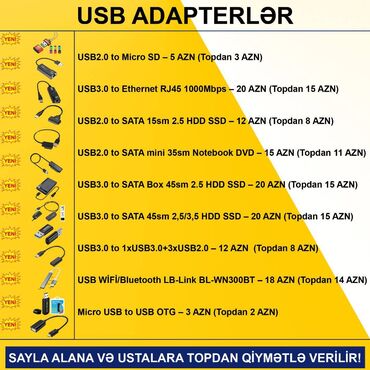 Digər kompüter aksesuarları: USB Adapterlər SAYLA ALANA VƏ USTALARA TOPDAN QİYMƏTLƏ VERİLİR! — 2