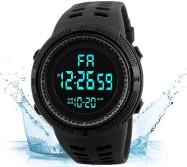 crna boja: Muški digitalni sat vodotporna sportski za sportove zabavu pecanje