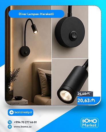 projektorlar: Hərəkətli divar lampası – minimalist dizaynlı, qara rəngdə. - Divara — 1