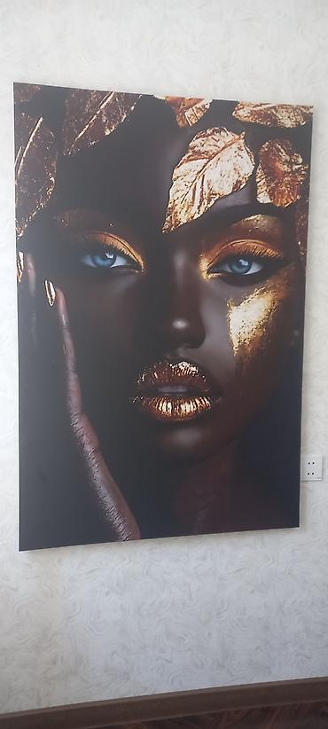 portret: Dekorativ tablo – “Qızıl aksentli portret” - Ölçü: təxmini iri format — 3
