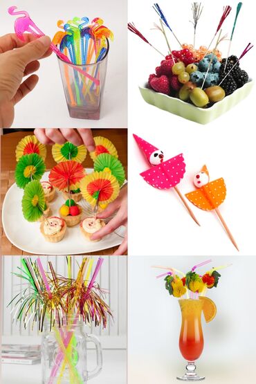 Bayram üçün digər mallar: Muxtalif Party kecirtmek ucun stol bezekleri. Koktel aksesuarlari — 2