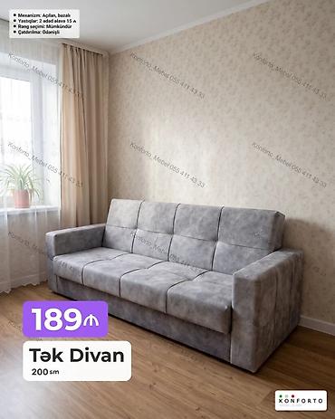 Divanlar: Tək divan – 200 sm - Mexanizm: Açılan, bazalı (yataq funksiyası və — 1