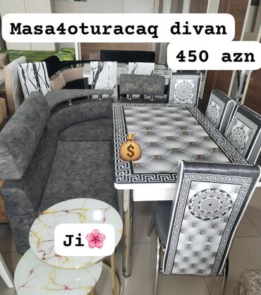 Masa və oturacaq dəstləri: Künc divan masa ve 4 oturacaq rəng seçimi var