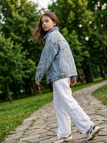oversize şalvar: Uşaq üçün cins gödəkçə - Rəng: açıq mavi (light wash) - Material: sıx — 2
