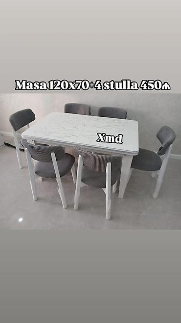 drel dəsti: Mətbəx/qonaq otağı üçün masa və 4 stul dəsti. - Masa ölçüsü: 120x70 — 1
