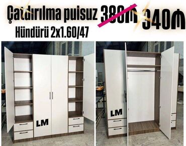 Yataq otağı dəstləri: Dörd qapılı dolablar təmiz laminatla 📌 Qiymət : 340₼ Ölçü : 2 x