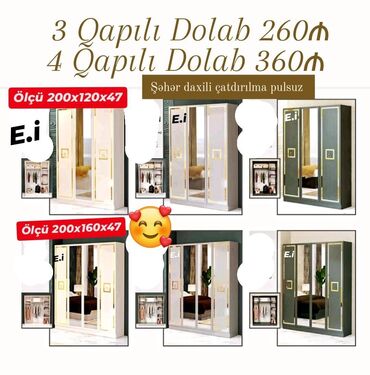 Dolablar: Qarderob, paltar dolabı, Yeni, Düz dolab