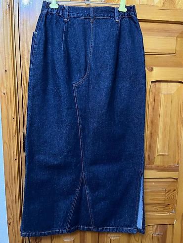 Юбки: Юбка, Модель юбки: Прямая, Миди, Джинс, Высокая талия — 5