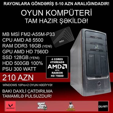 Masaüstü kompüterlər və iş stansiyaları: Oyun üçün Kompüter "AMD A8 5500 HD7560D 128GB SSD 500GB HDD” ⭐Tək -da lalafo.az — 1 Masaüstü kompüterlər və iş stansiyaları: Oyun üçün Kompüter "AMD A8 5500 HD7560D 128GB SSD 500GB HDD” ⭐Tək — 1