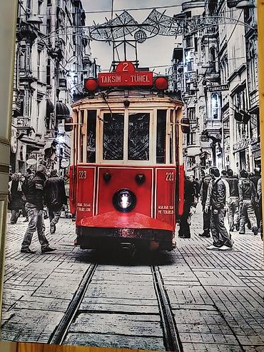 divar dekorları: LED işıqlı divar tabloları – İstanbul mövzusu - Mövzu: Taksim–Tünel — 1