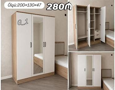 G_1 model üç qapılı geyim dolabı Ölçü: 200×130×47 sm - Ön panel: ağ
