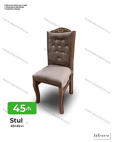 hündür stul: Stul – 40×45 sm - Yumşaq oturacaq və hündür arxalıq - Arxalıqda — 1