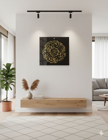Quruducular: Məhsul: Dekorativ şüşə tablo - Material: Parlaq, qara şüşə panel - -