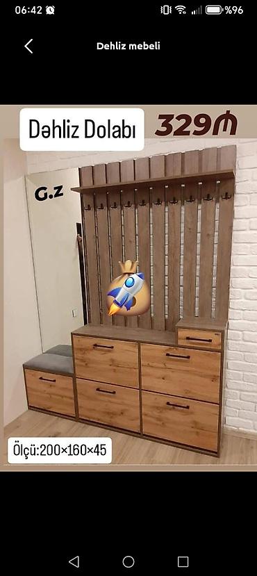 rezapal nedir: Dəhliz dolabı – funksional giriş mebeli Qiymət: 329₼ Ölçü: 200 × 160 — 1